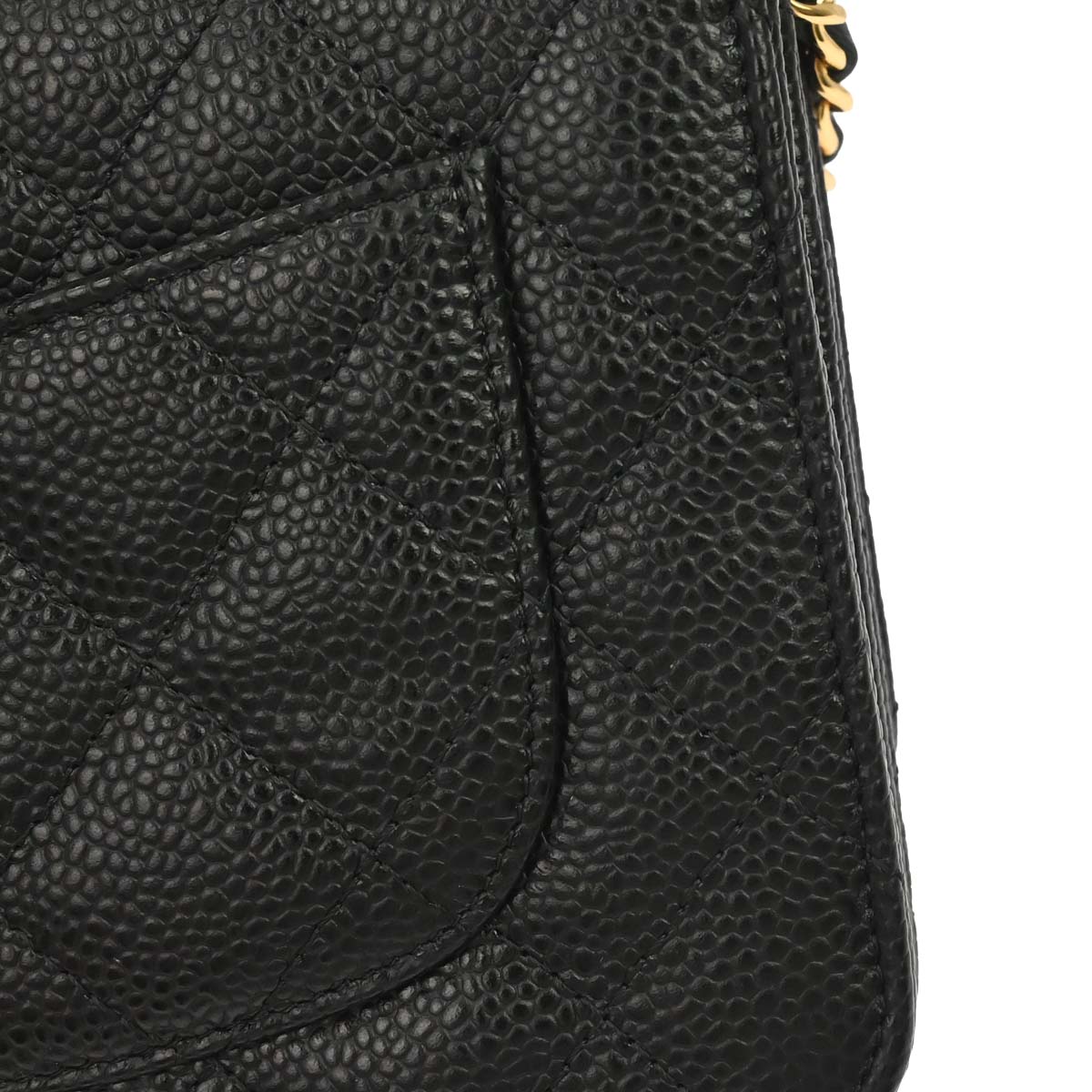 Chanel 2019 Black Caviar Skin Classic WOC Wallet on Chain Shoulder Bag