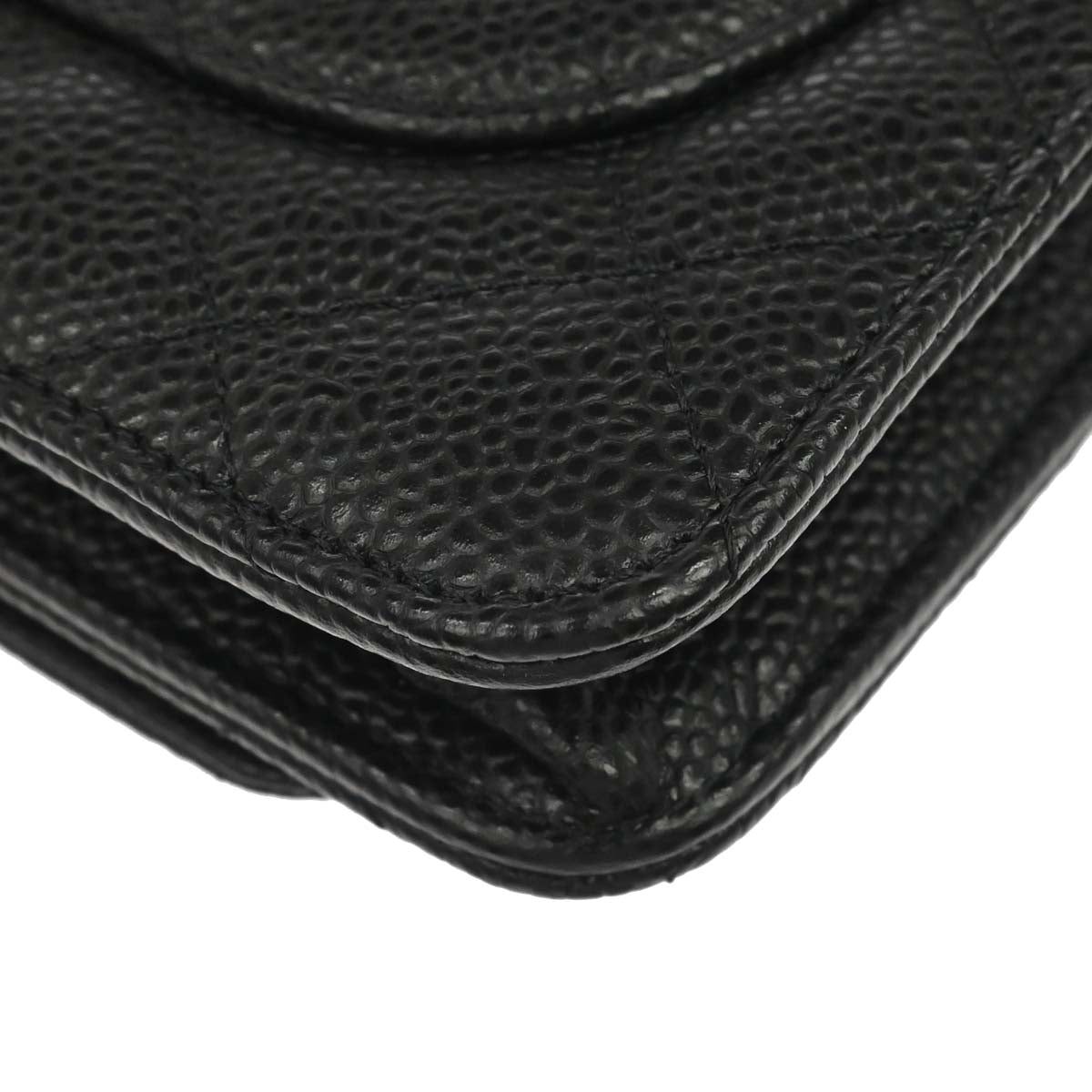 Chanel 2019 Black Caviar Skin Classic WOC Wallet on Chain Shoulder Bag