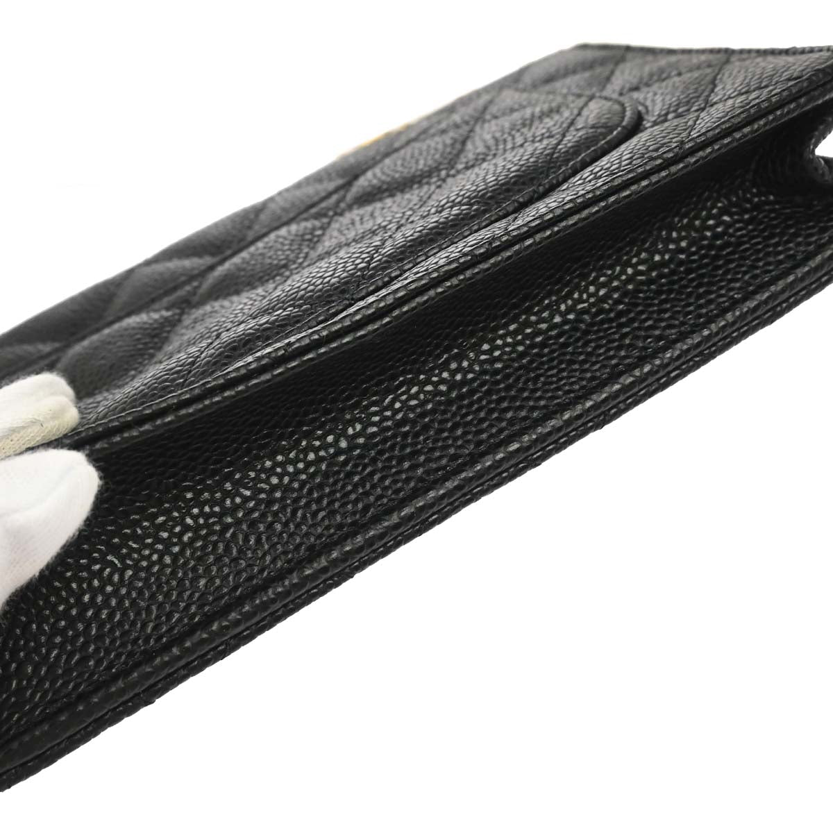 Chanel 2019 Black Caviar Skin Classic WOC Wallet on Chain Shoulder Bag