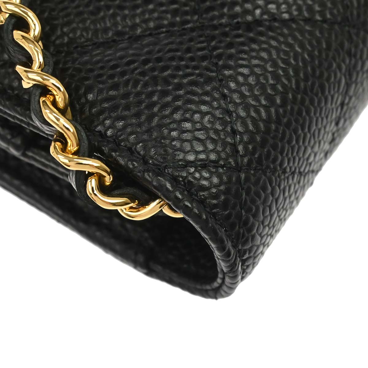 Chanel 2019 Black Caviar Skin Classic WOC Wallet on Chain Shoulder Bag