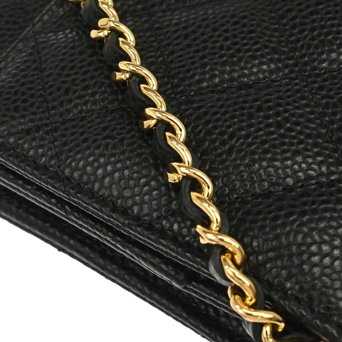 Chanel 2019 Black Caviar Skin Classic WOC Wallet on Chain Shoulder Bag