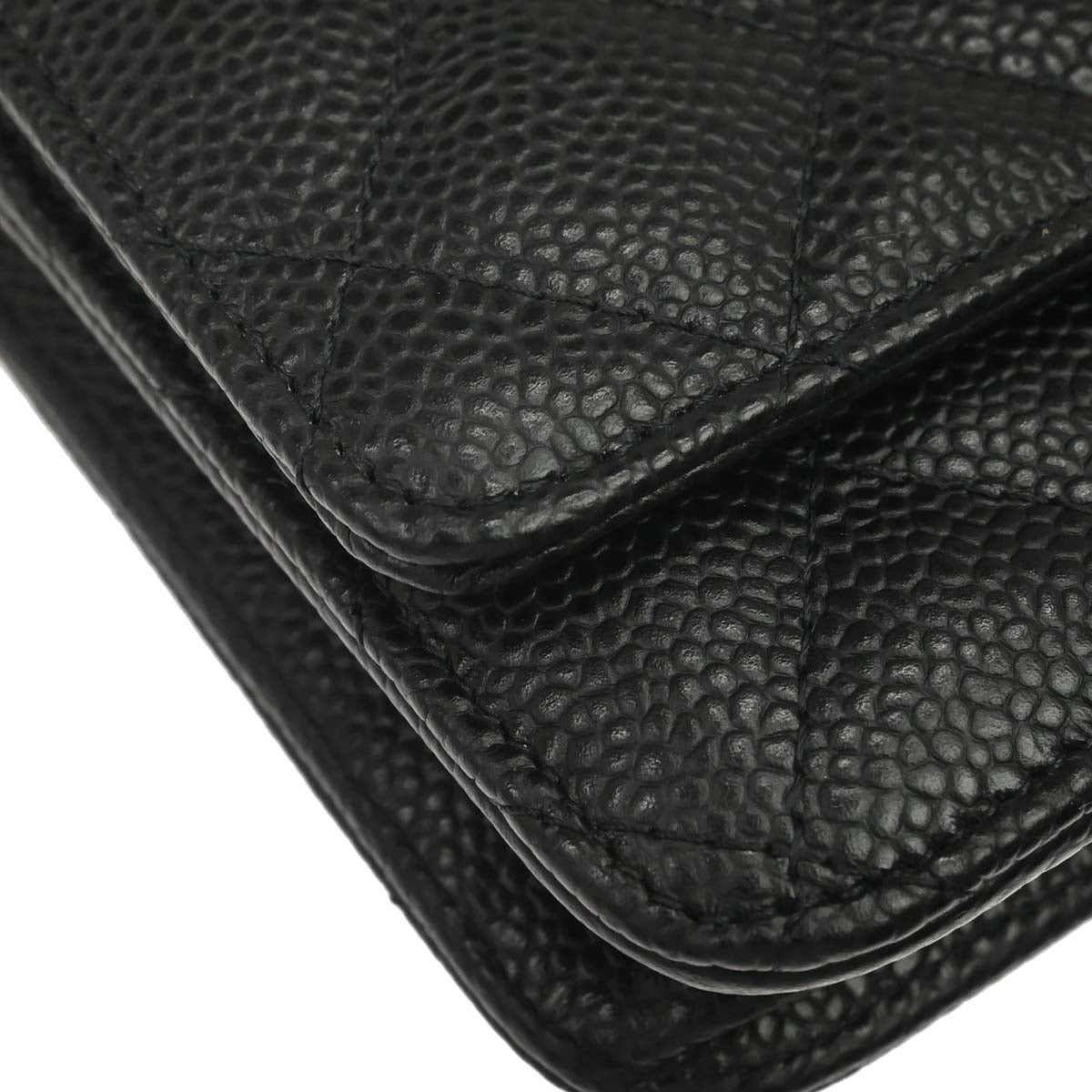 Chanel 2019 Black Caviar Skin Classic WOC Wallet on Chain Shoulder Bag