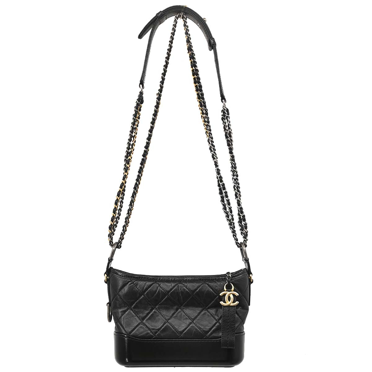 Chanel 2019 Black Lambskin Calfskin Small Gabrielle Shoulder Bag