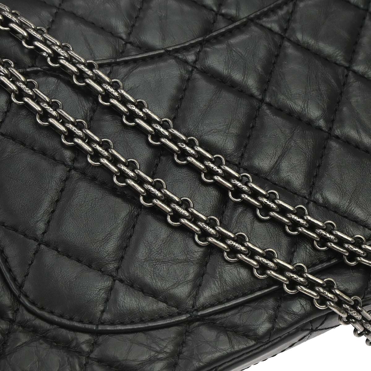 Chanel 2014 Black Calfskin 2.55 Classic Double Flap Shoulder Bag