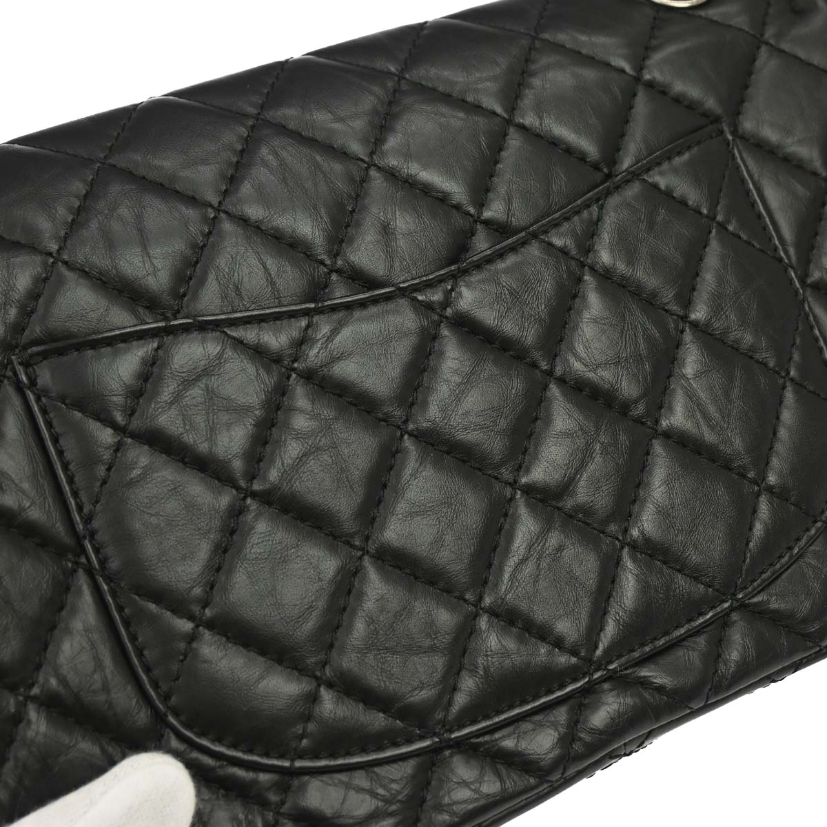 Chanel 2014 Black Calfskin 2.55 Classic Double Flap Shoulder Bag