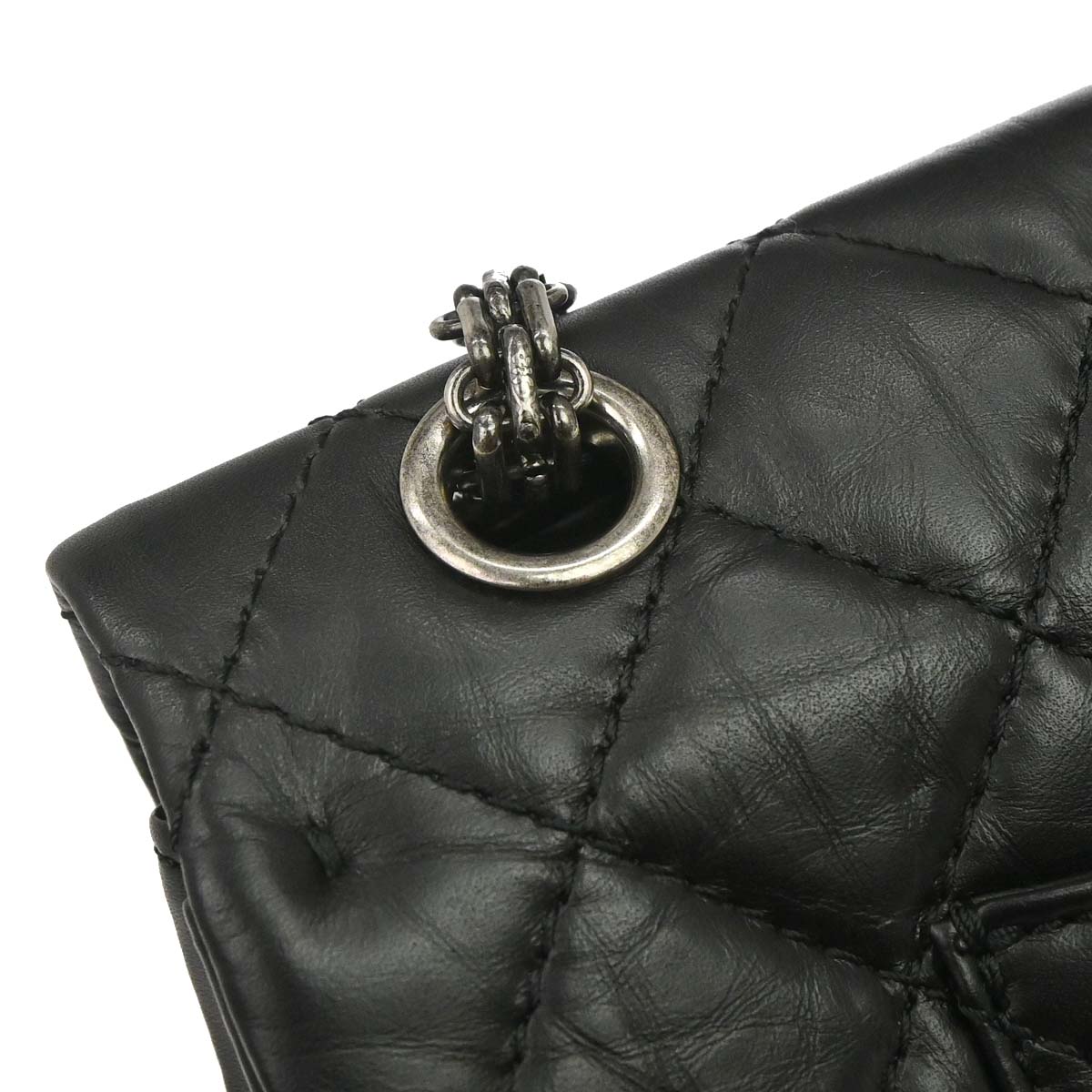 Chanel 2014 Black Calfskin 2.55 Classic Double Flap Shoulder Bag