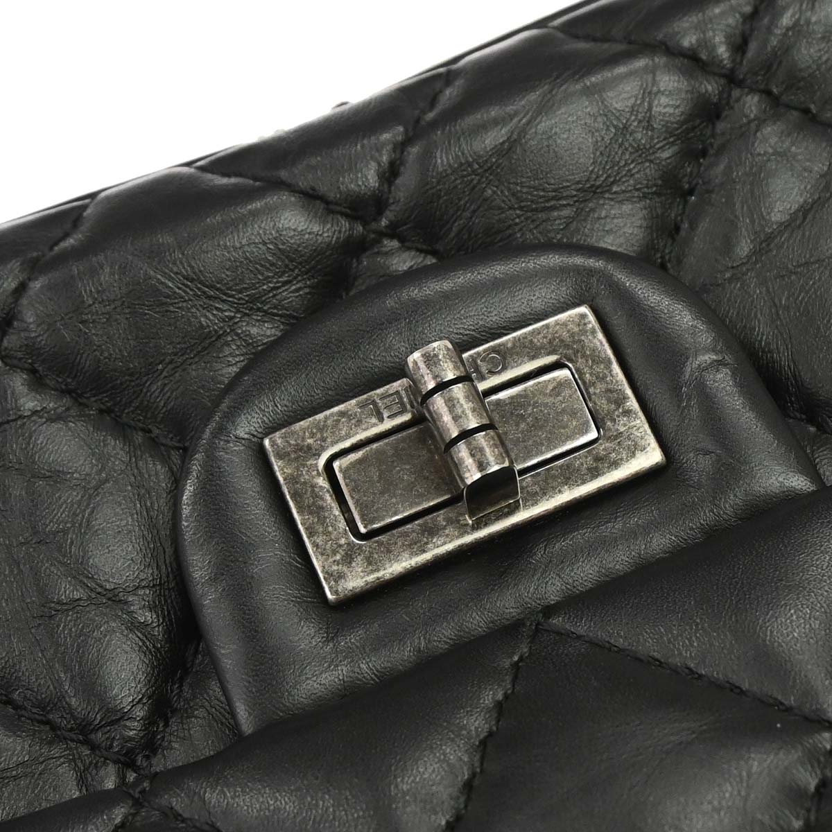 Chanel 2014 Black Calfskin 2.55 Classic Double Flap Shoulder Bag