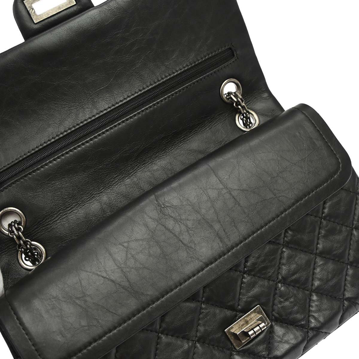 Chanel 2014 Black Calfskin 2.55 Classic Double Flap Shoulder Bag