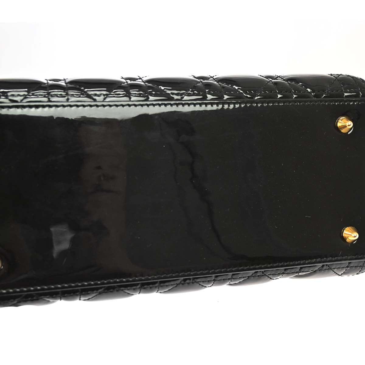 Christian Dior Black Patent leather Medium Lady Dior Cannage 2way Shoulder Handbag