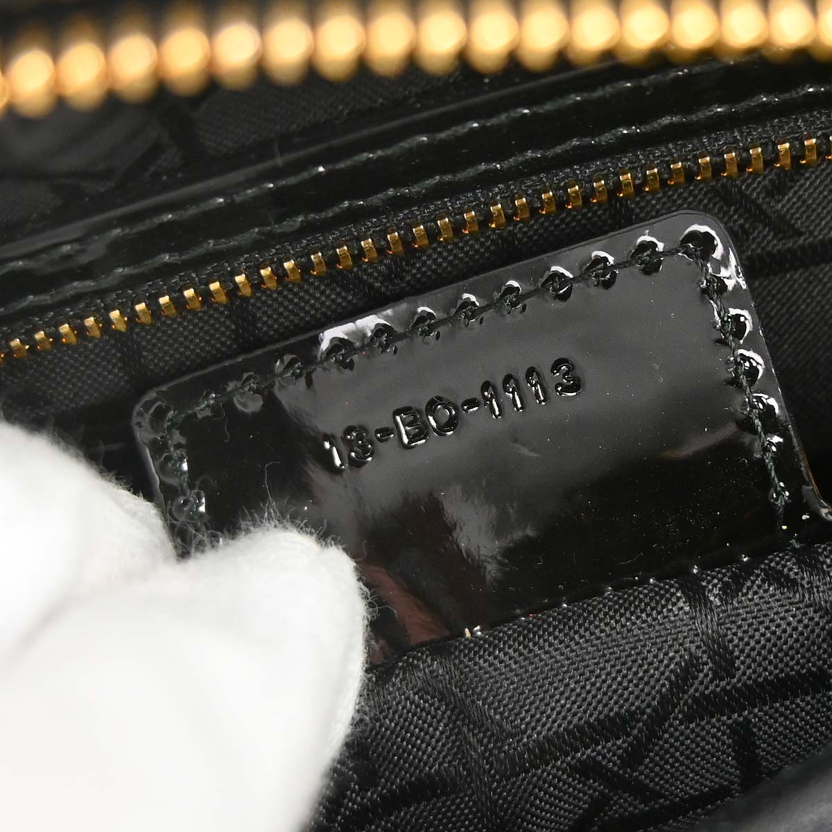 Christian Dior Black Patent leather Medium Lady Dior Cannage 2way Shoulder Handbag