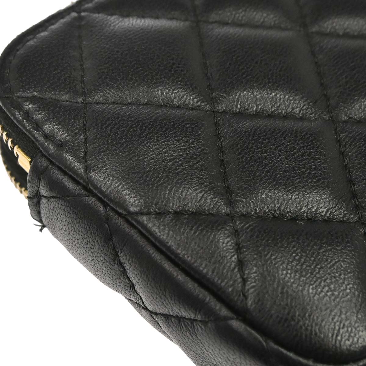 Chanel 2019 Black Lambskin Double Zip Chain WOC Shoulder Bag