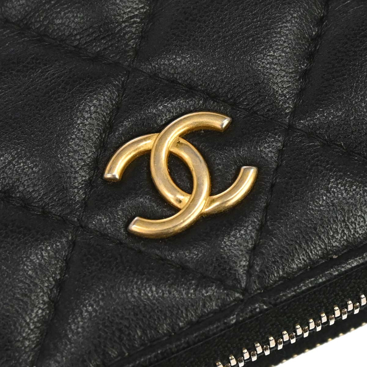 Chanel 2019 Black Lambskin Double Zip Chain WOC Shoulder Bag