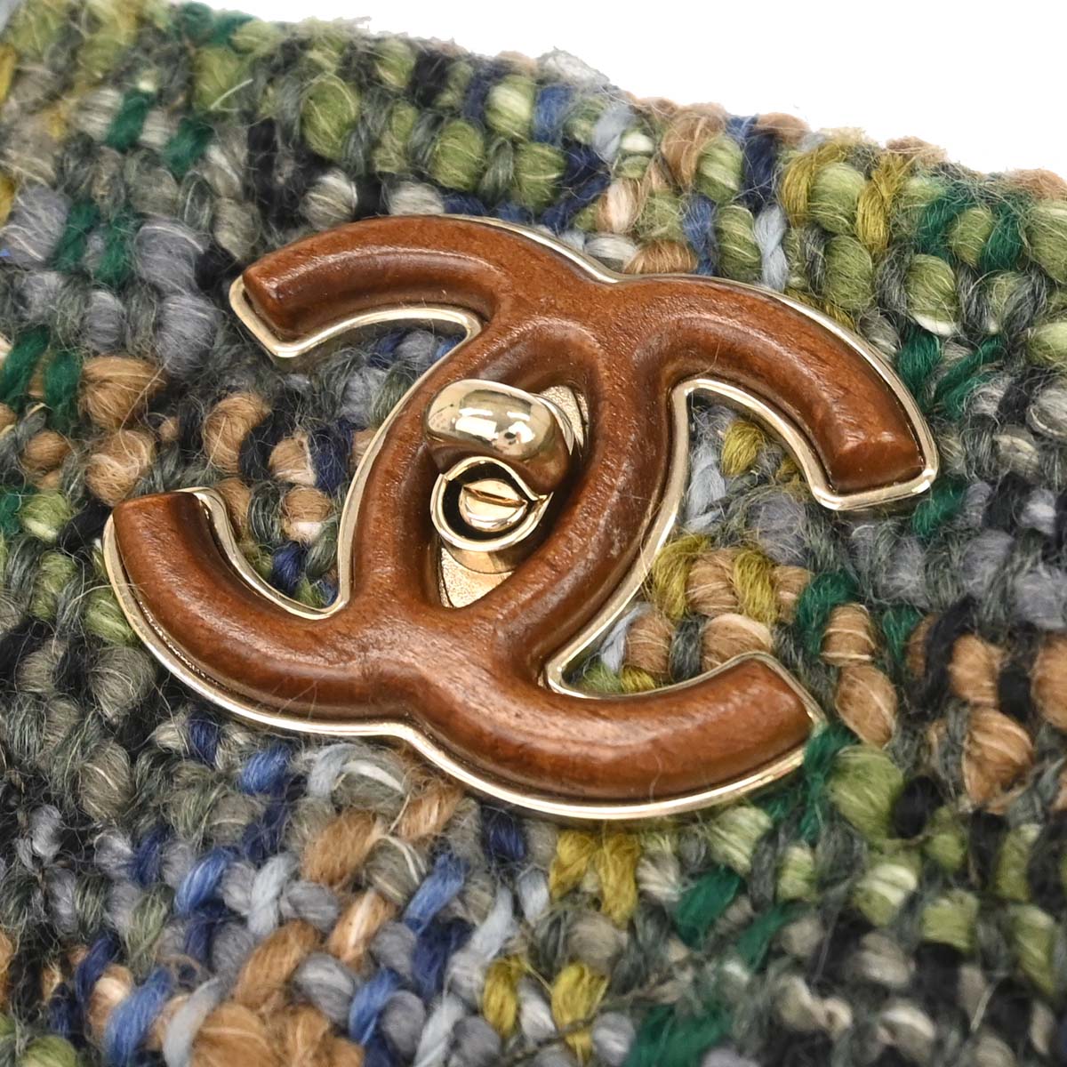 Chanel 2018-2019 Green Tweed Coco Handle 2way Shoulder Handbag