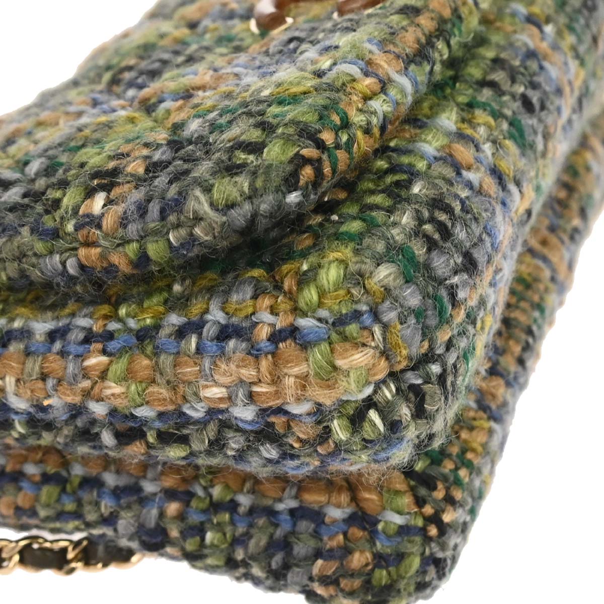 Chanel 2018-2019 Green Tweed Coco Handle 2way Shoulder Handbag