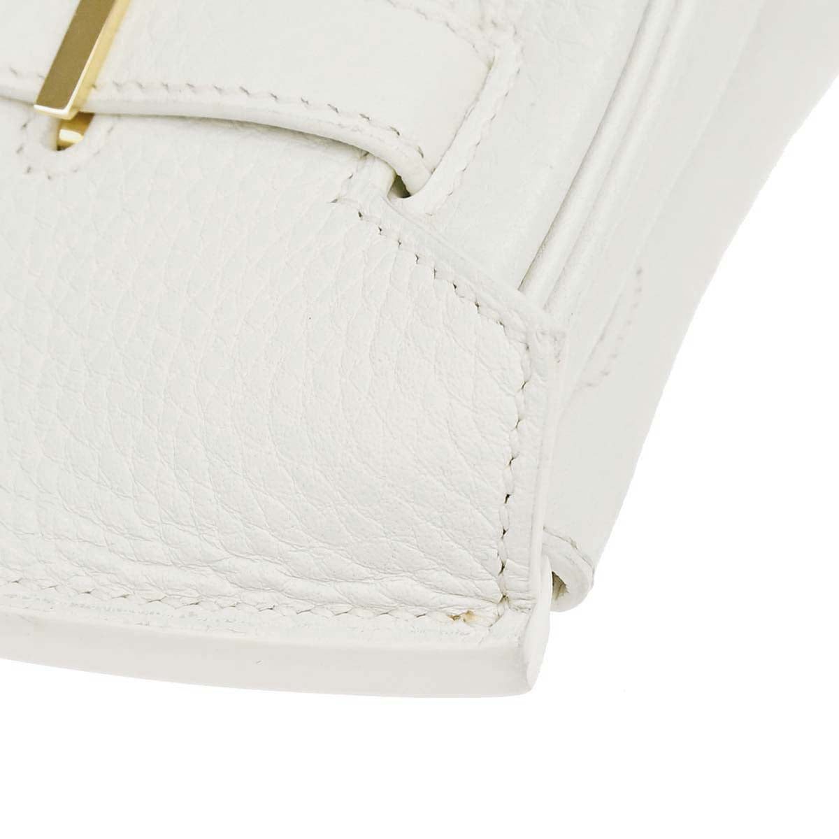 Hermes White Taurillon Clemence Birkin 30 Handbag