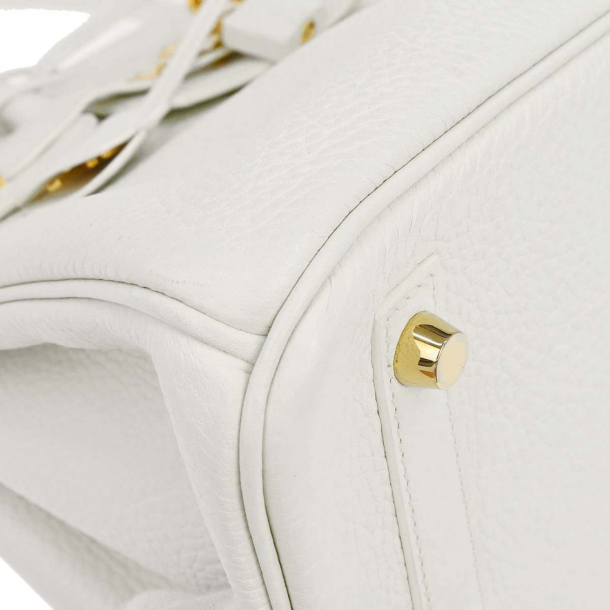 Hermes White Taurillon Clemence Birkin 30 Handbag