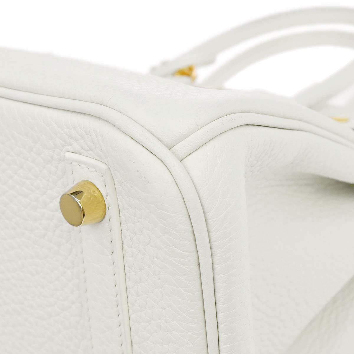 Hermes White Taurillon Clemence Birkin 30 Handbag