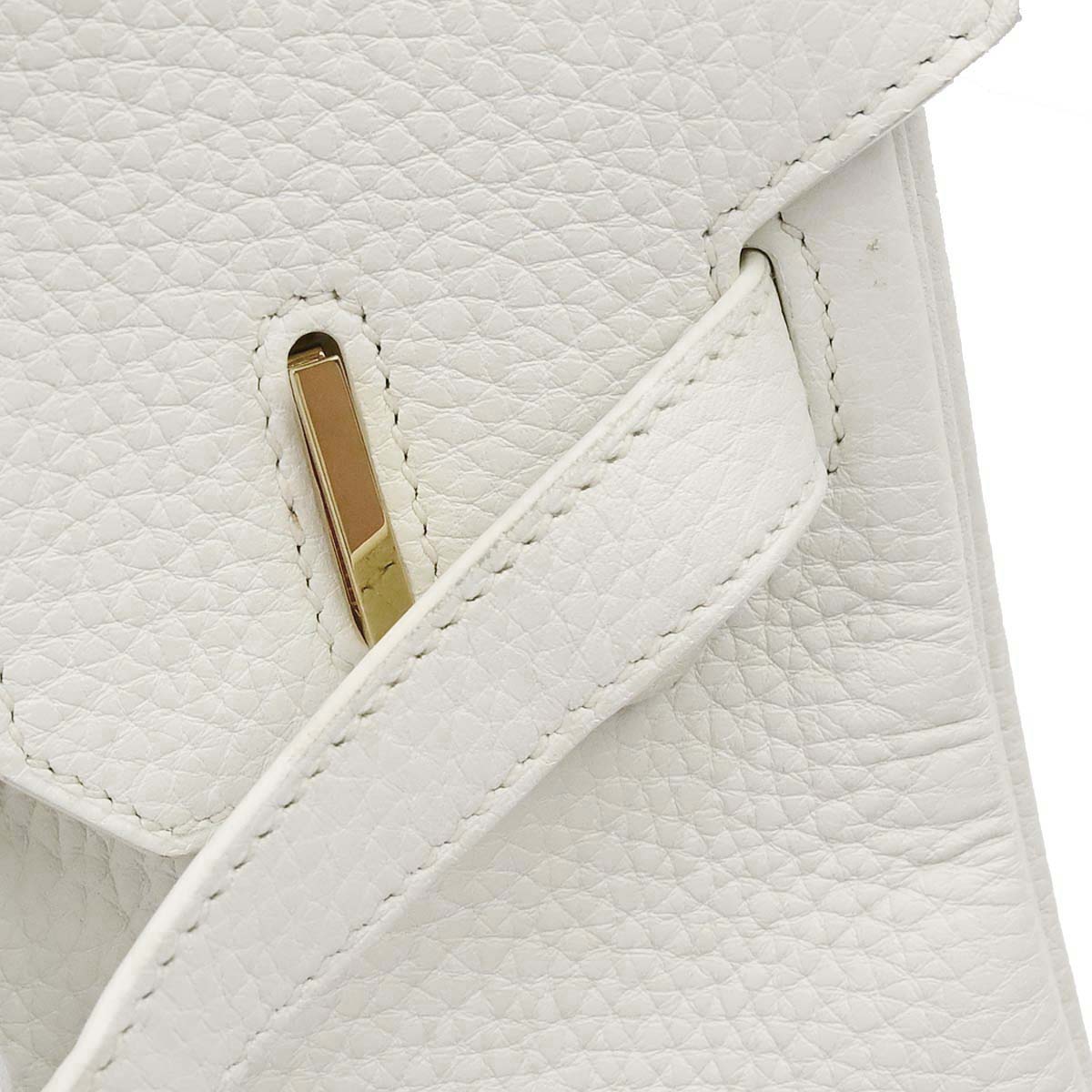 Hermes White Taurillon Clemence Birkin 30 Handbag