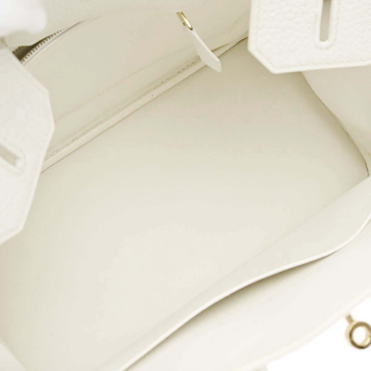Hermes White Taurillon Clemence Birkin 30 Handbag