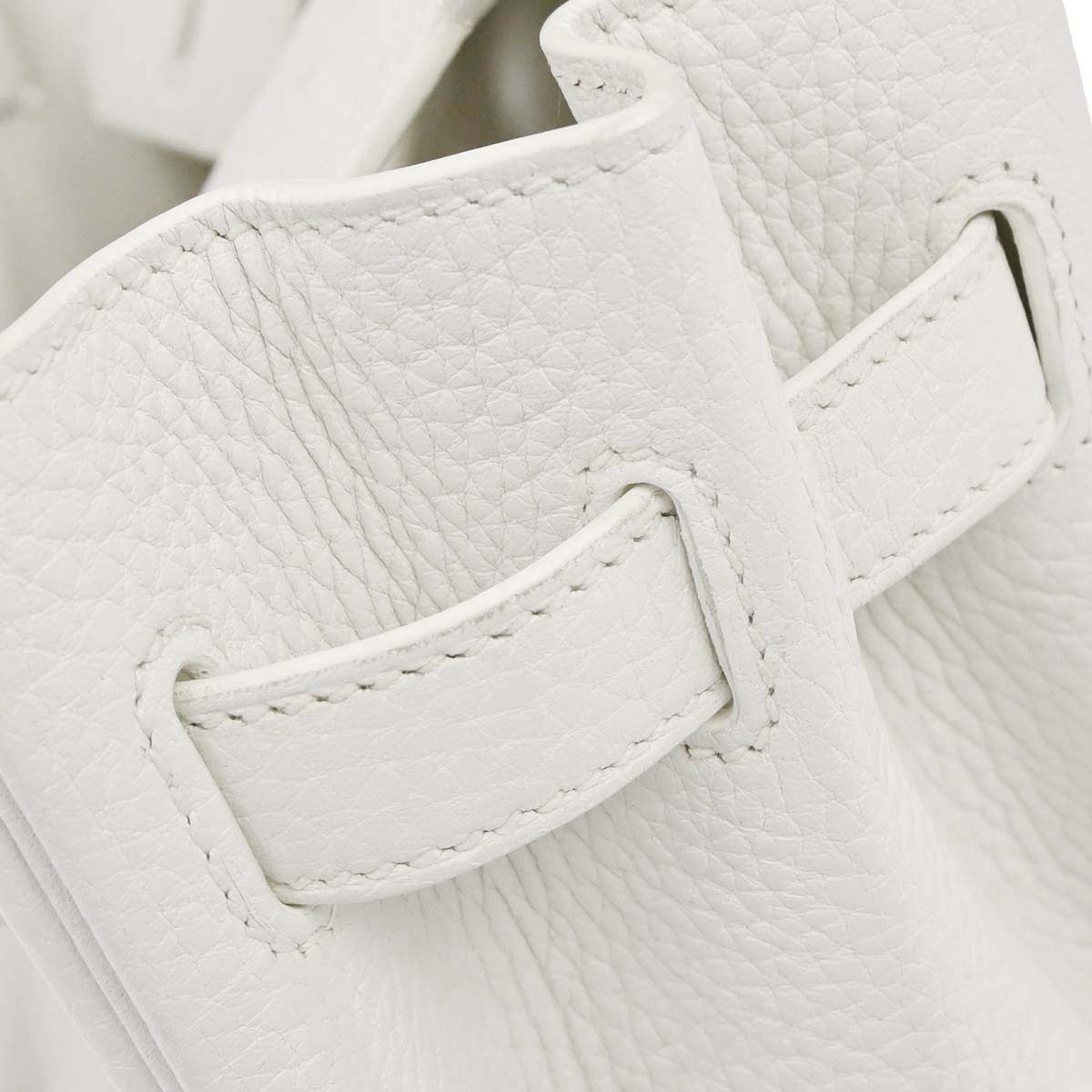Hermes White Taurillon Clemence Birkin 30 Handbag