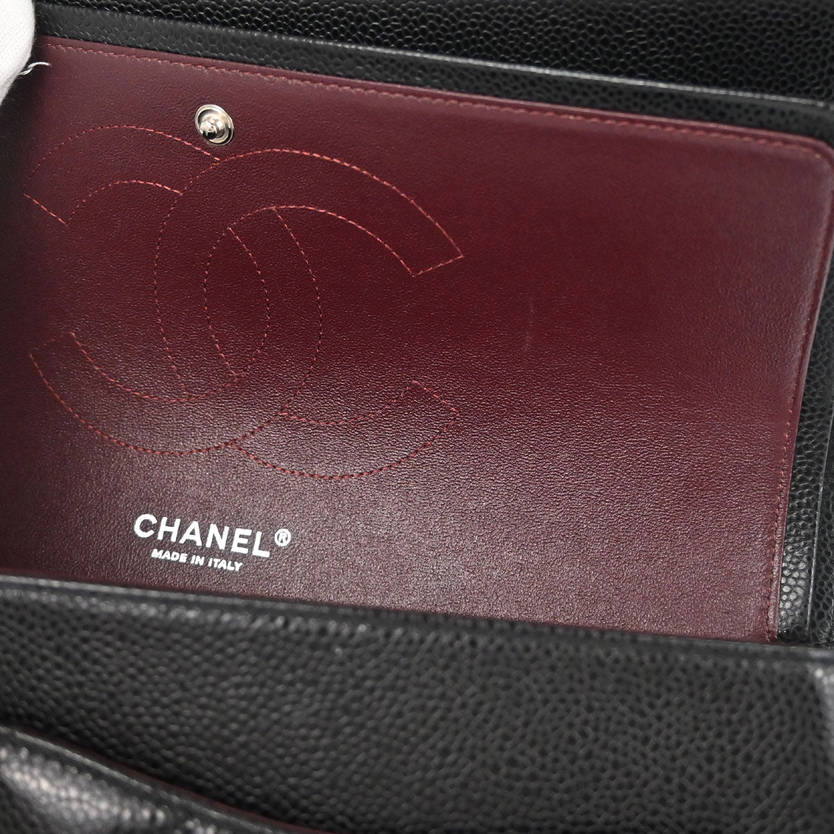 Chanel Black Caviar Skin Jumbo Classic Double Flap Shoulder Bag