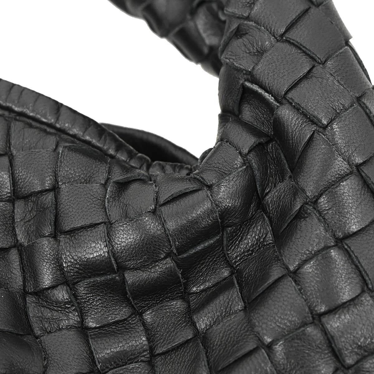 Bottega Veneta Black Lambskin Intrecciato Hobo Handbag