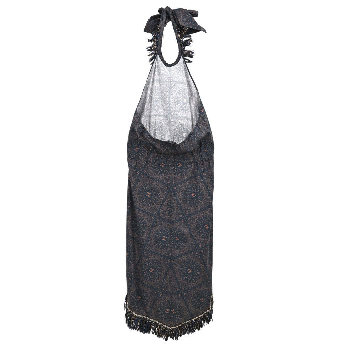 Chanel 2014 Paisley Print Halterneck Dress Navy #38