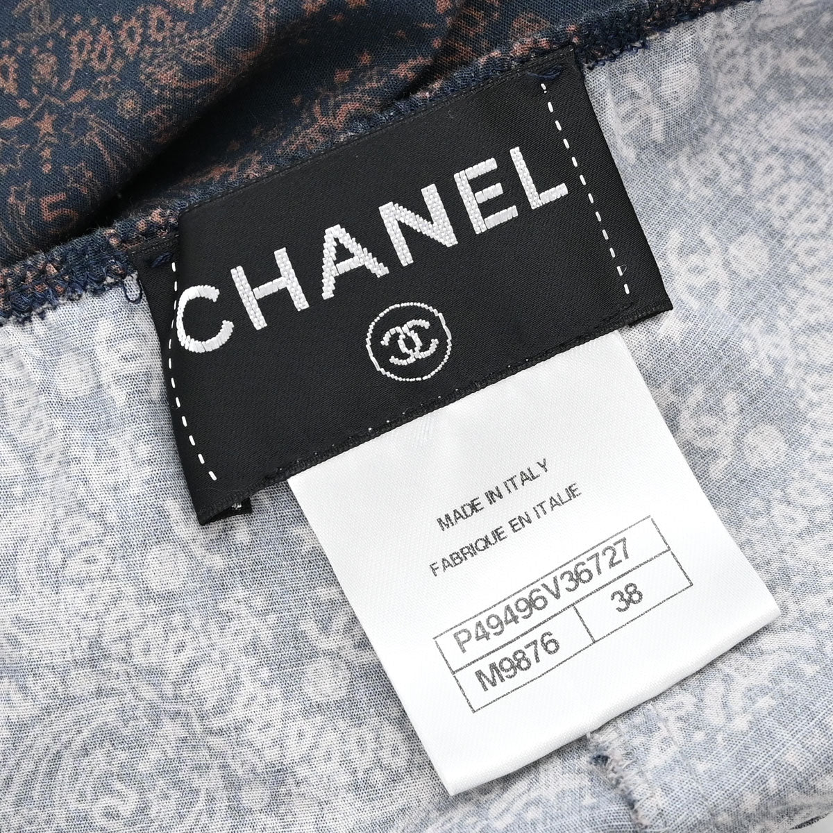 Chanel 2014 Paisley Print Halterneck Dress Navy #38