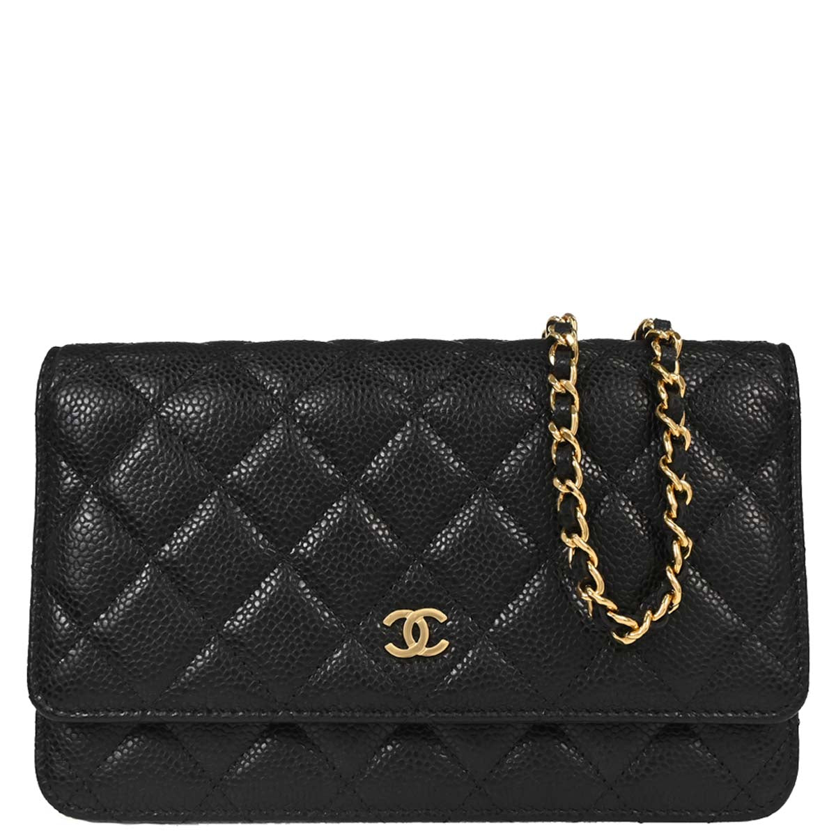Chanel Black Caviar Skin Classic WOC Wallet on Chain Shoulder Bag
