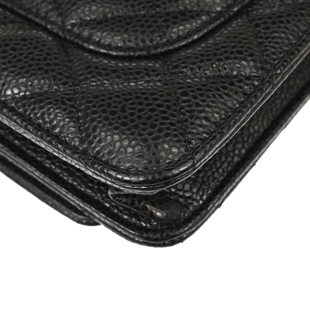 Chanel Black Caviar Skin Classic WOC Wallet on Chain Shoulder Bag