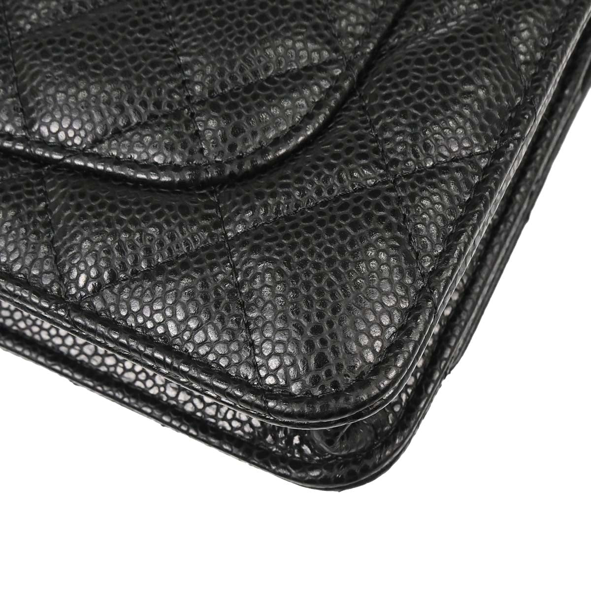 Chanel Black Caviar Skin Classic WOC Wallet on Chain Shoulder Bag