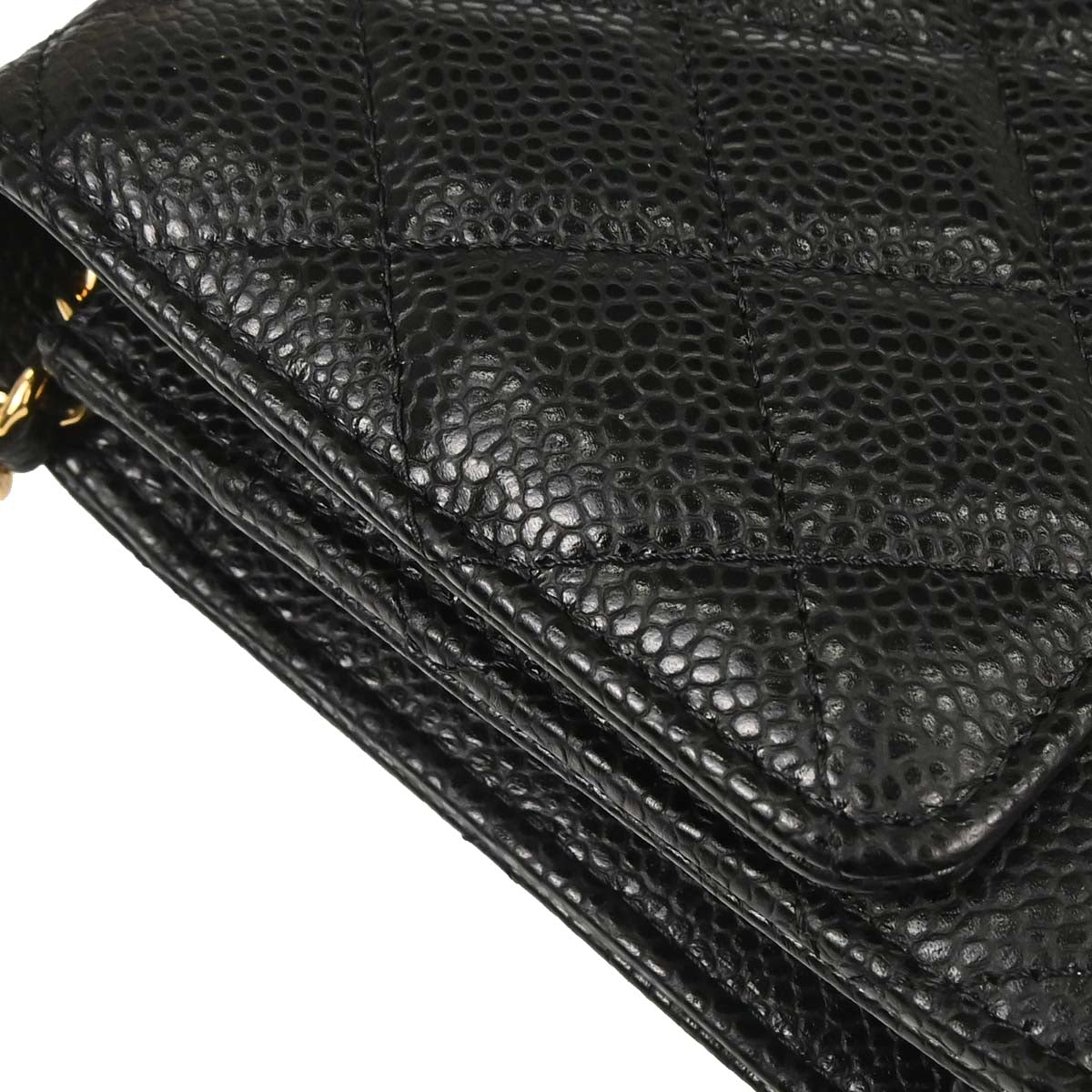 Chanel Black Caviar Skin Classic WOC Wallet on Chain Shoulder Bag