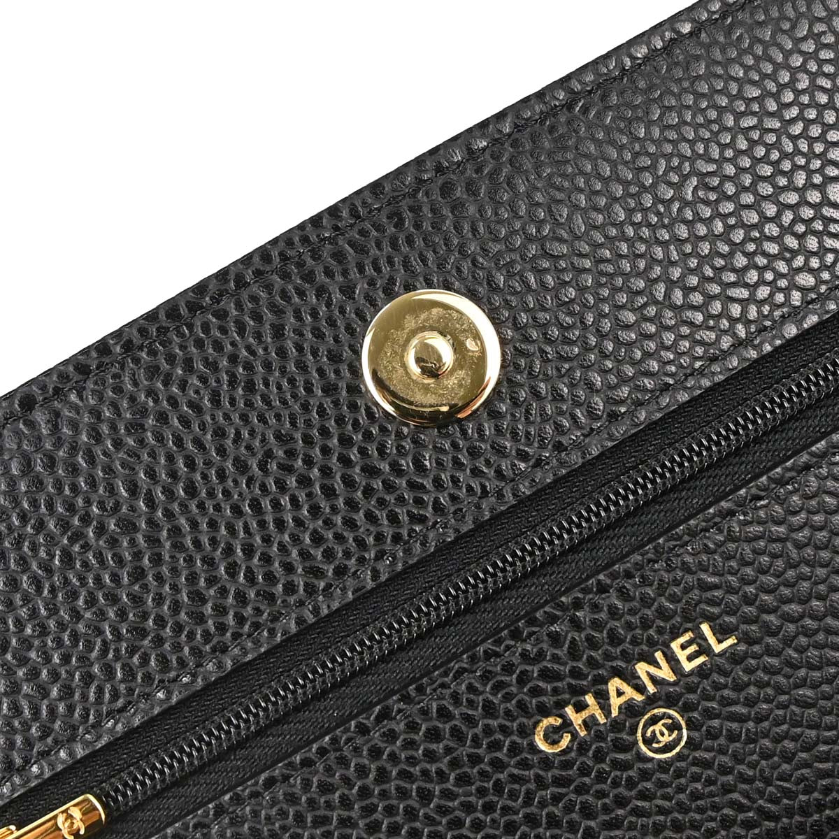 Chanel Black Caviar Skin Classic WOC Wallet on Chain Shoulder Bag
