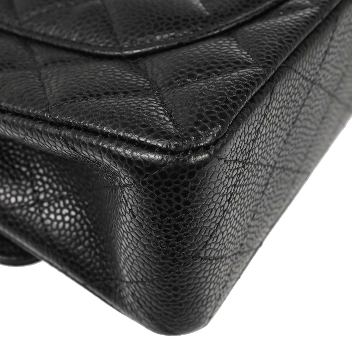 Chanel 2012 Black Caviar Skin Small Classic Double Flap Shoulder Bag