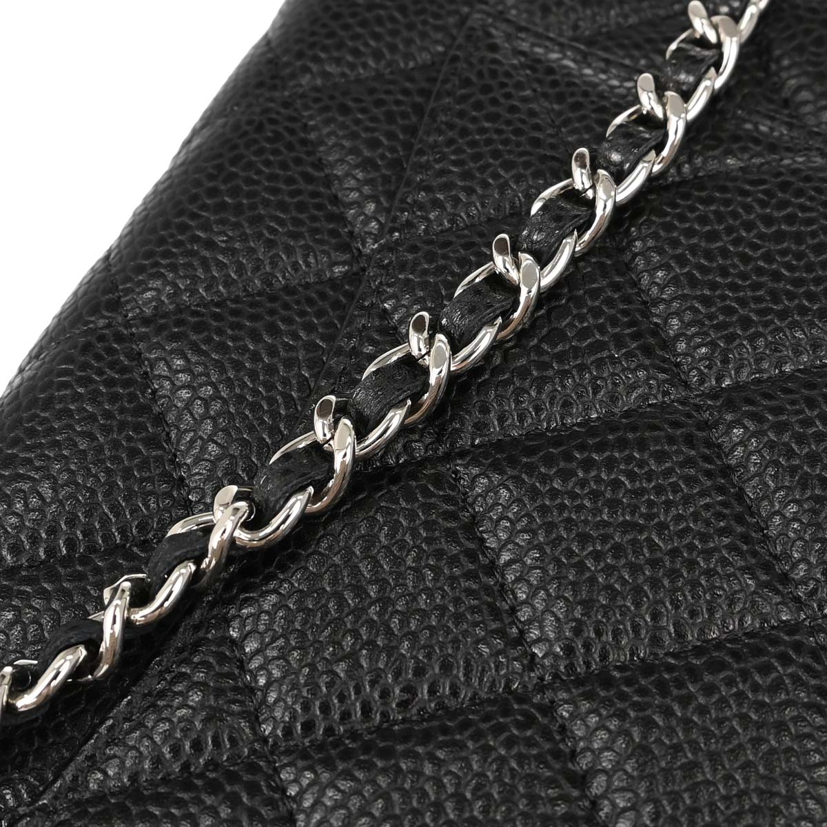 Chanel Black Caviar Skin Classic WOC Wallet on Chain Shoulder Bag