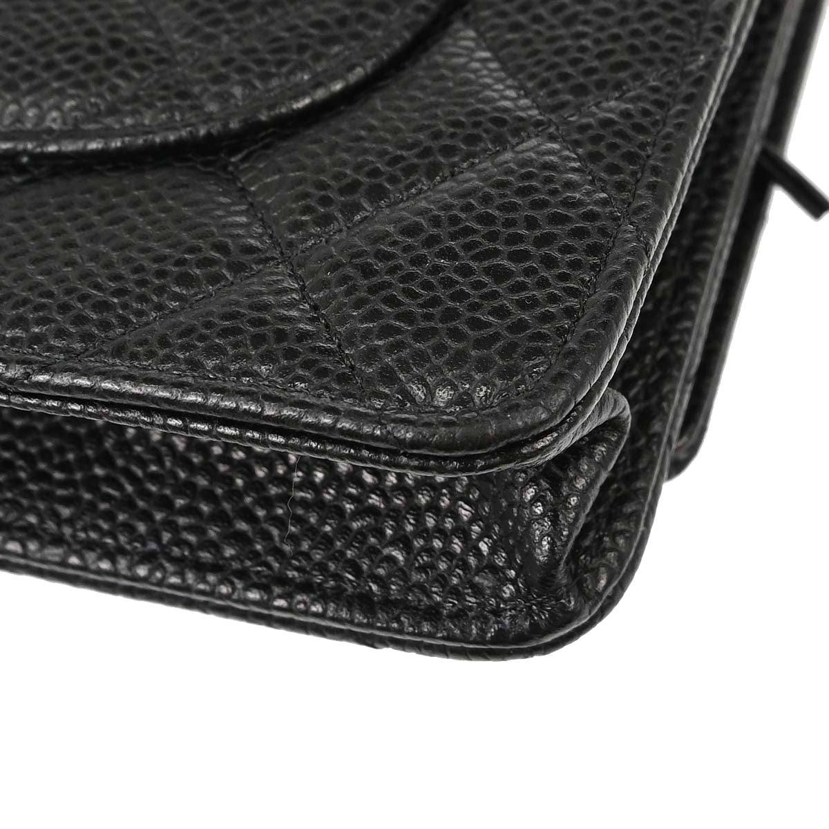 Chanel Black Caviar Skin Classic WOC Wallet on Chain Shoulder Bag