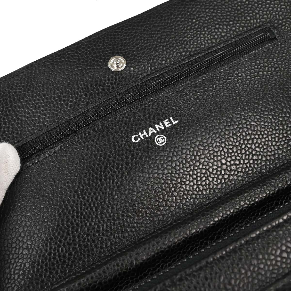 Chanel Black Caviar Skin Classic WOC Wallet on Chain Shoulder Bag