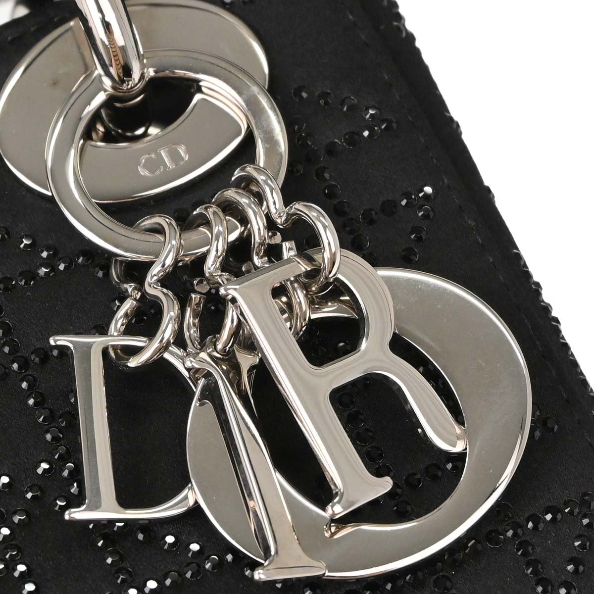 Christian Dior Black Satin Small Lady Dior Cannage 2way Shoulder Handbag