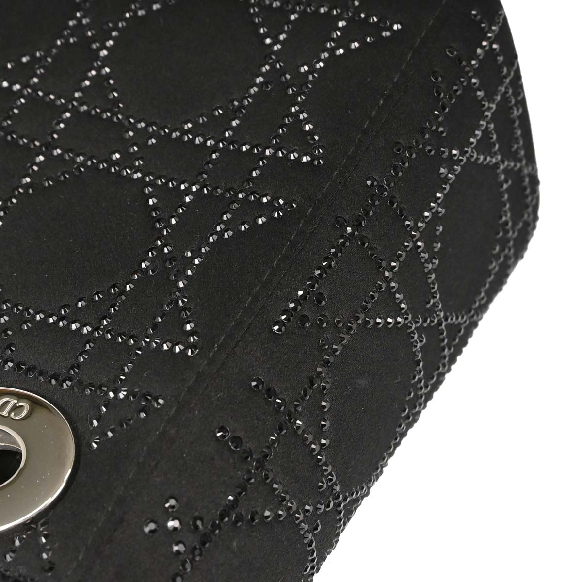 Christian Dior Black Satin Small Lady Dior Cannage 2way Shoulder Handbag