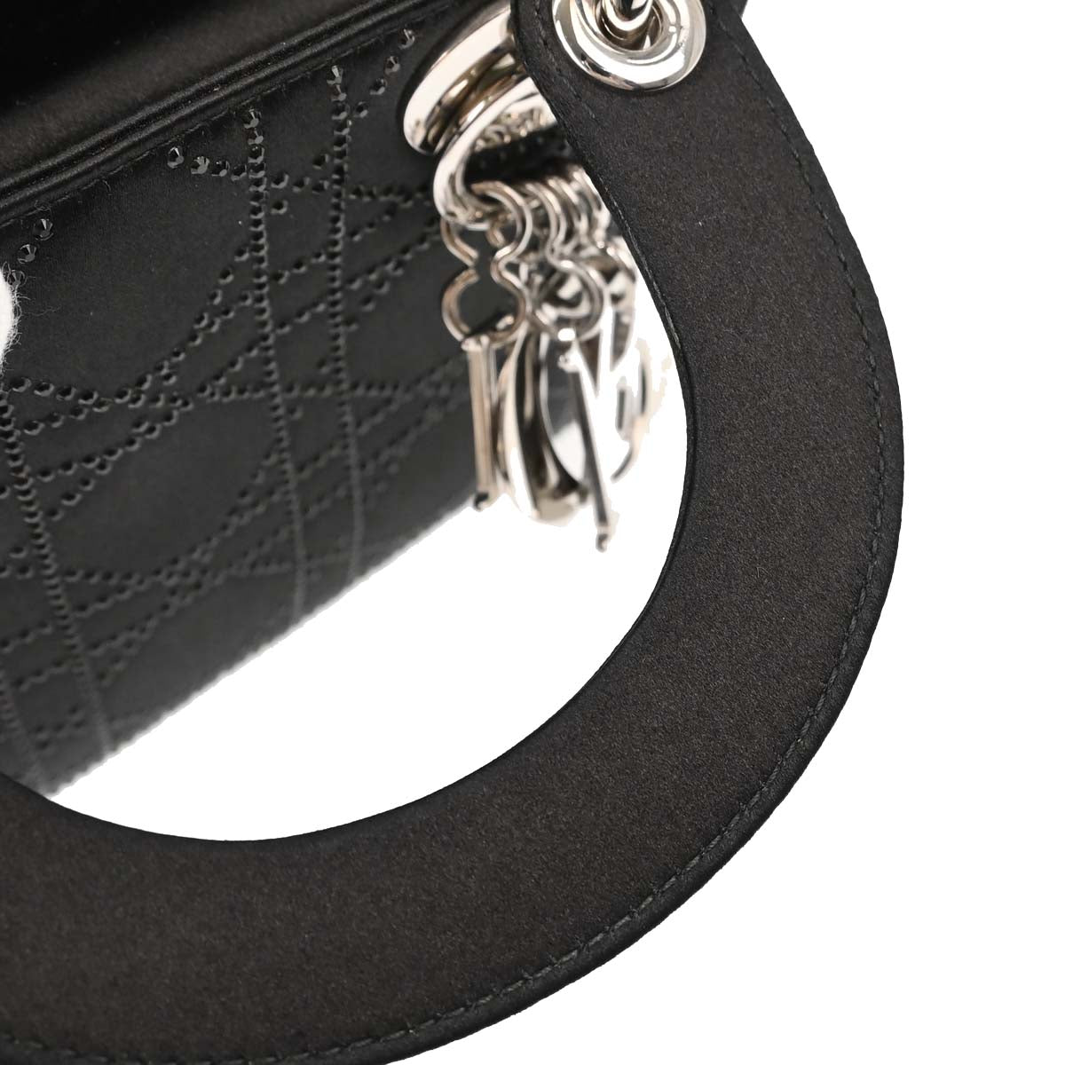 Christian Dior Black Satin Small Lady Dior Cannage 2way Shoulder Handbag