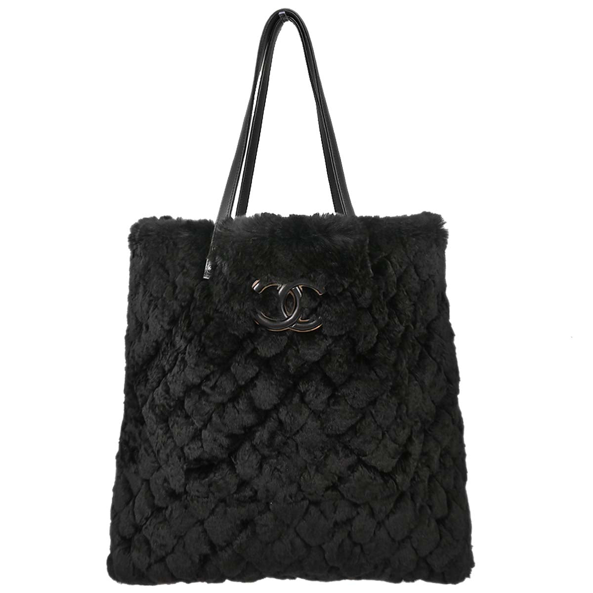 Chanel Black Lapin Fur Tote Handbag