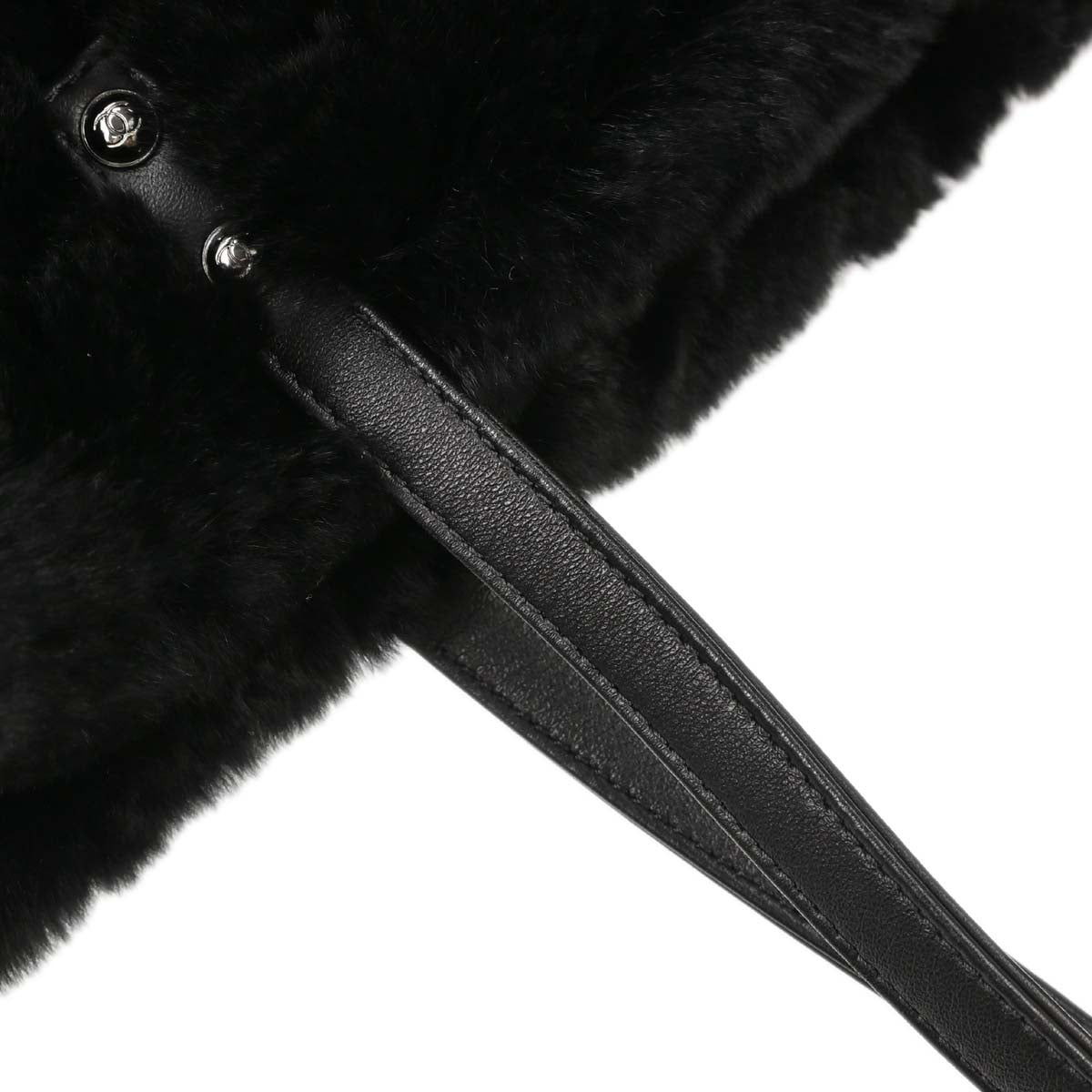 Chanel Black Lapin Fur Tote Handbag