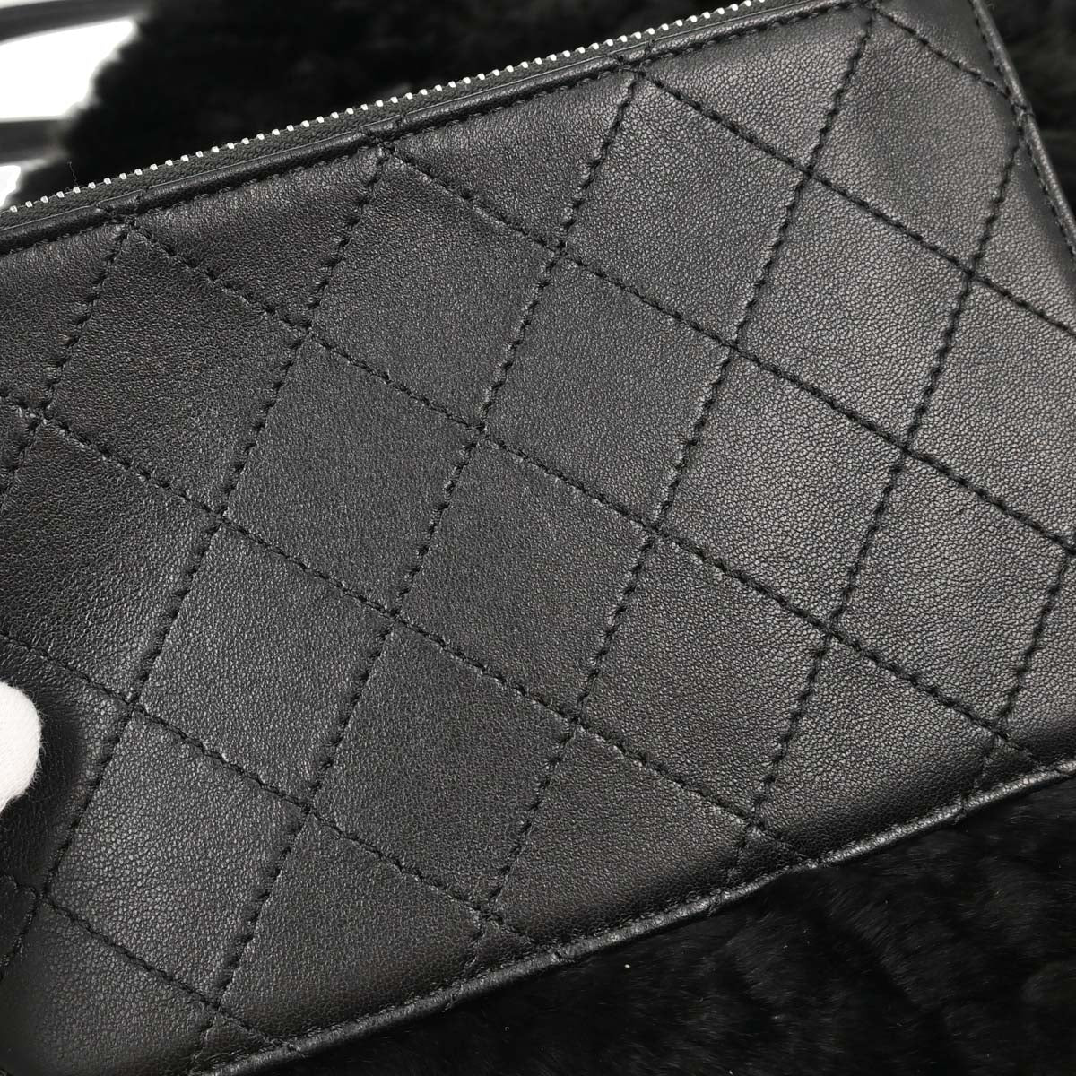 Chanel Black Lapin Fur Tote Handbag