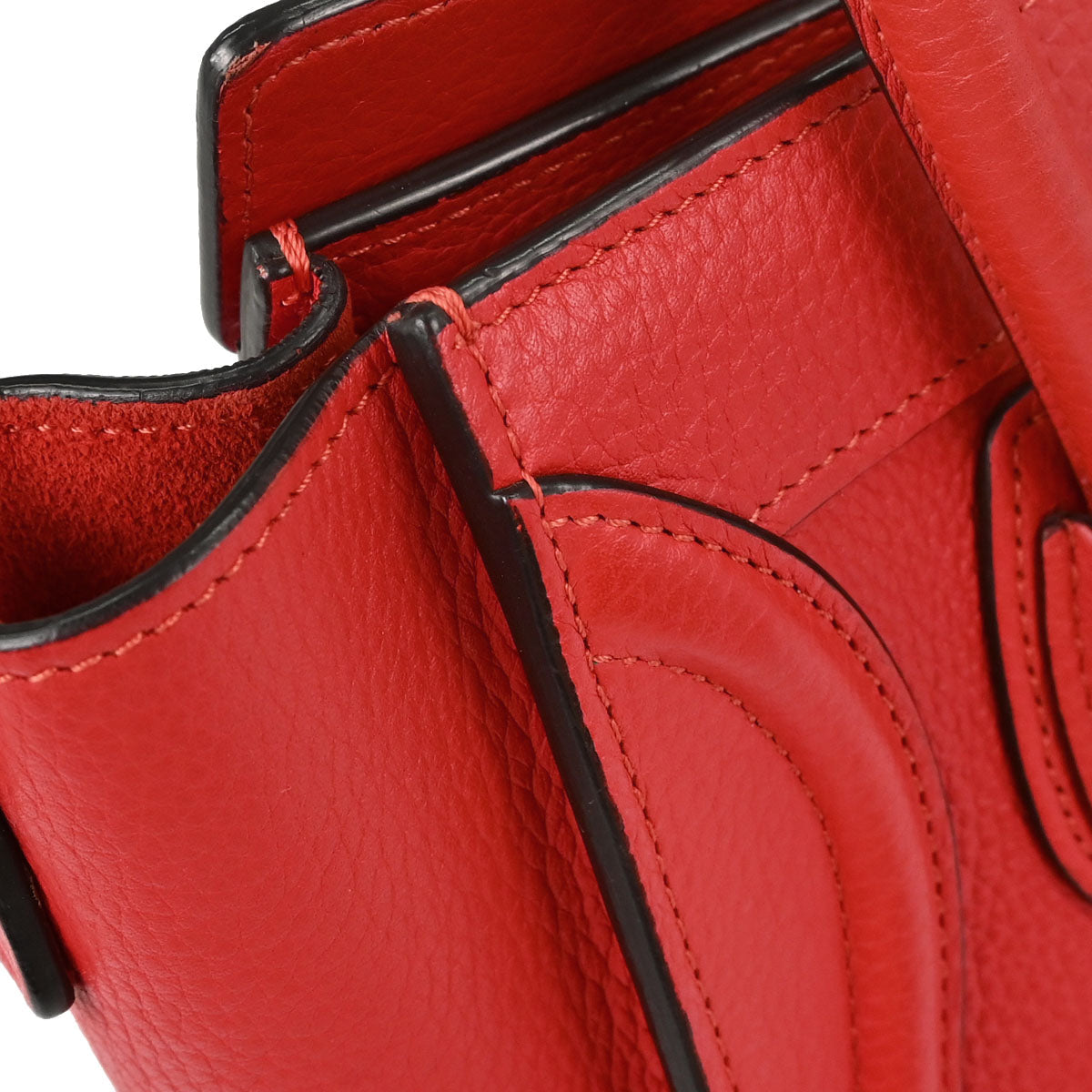Celine Red Leather Nano Luggage Shoulder Tote Bag