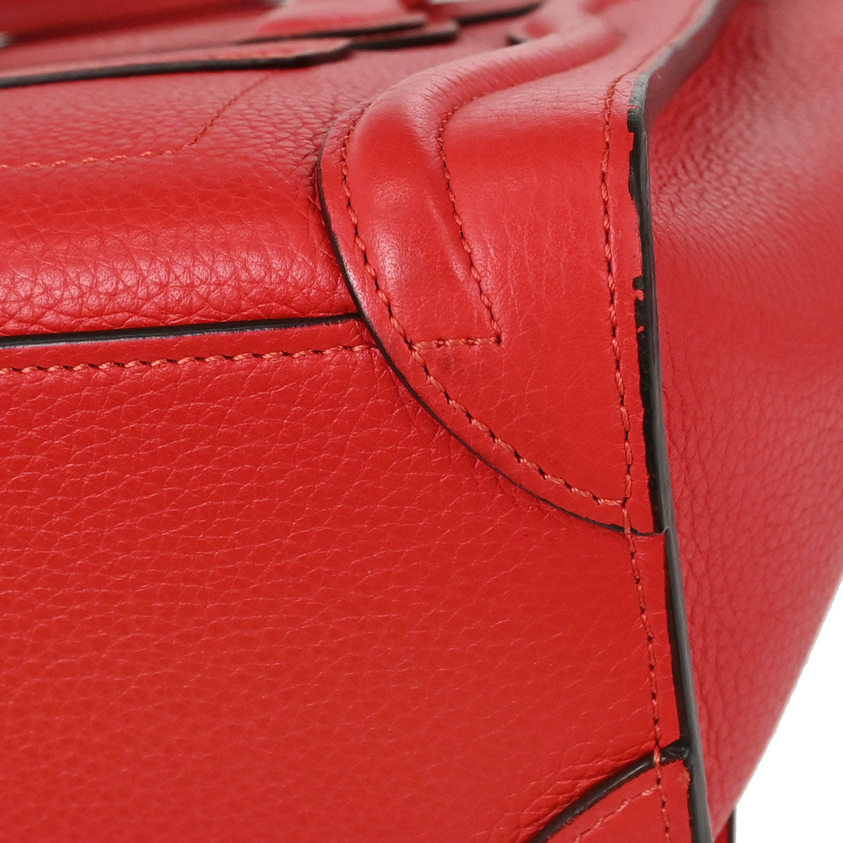 Celine Red Leather Nano Luggage Shoulder Tote Bag