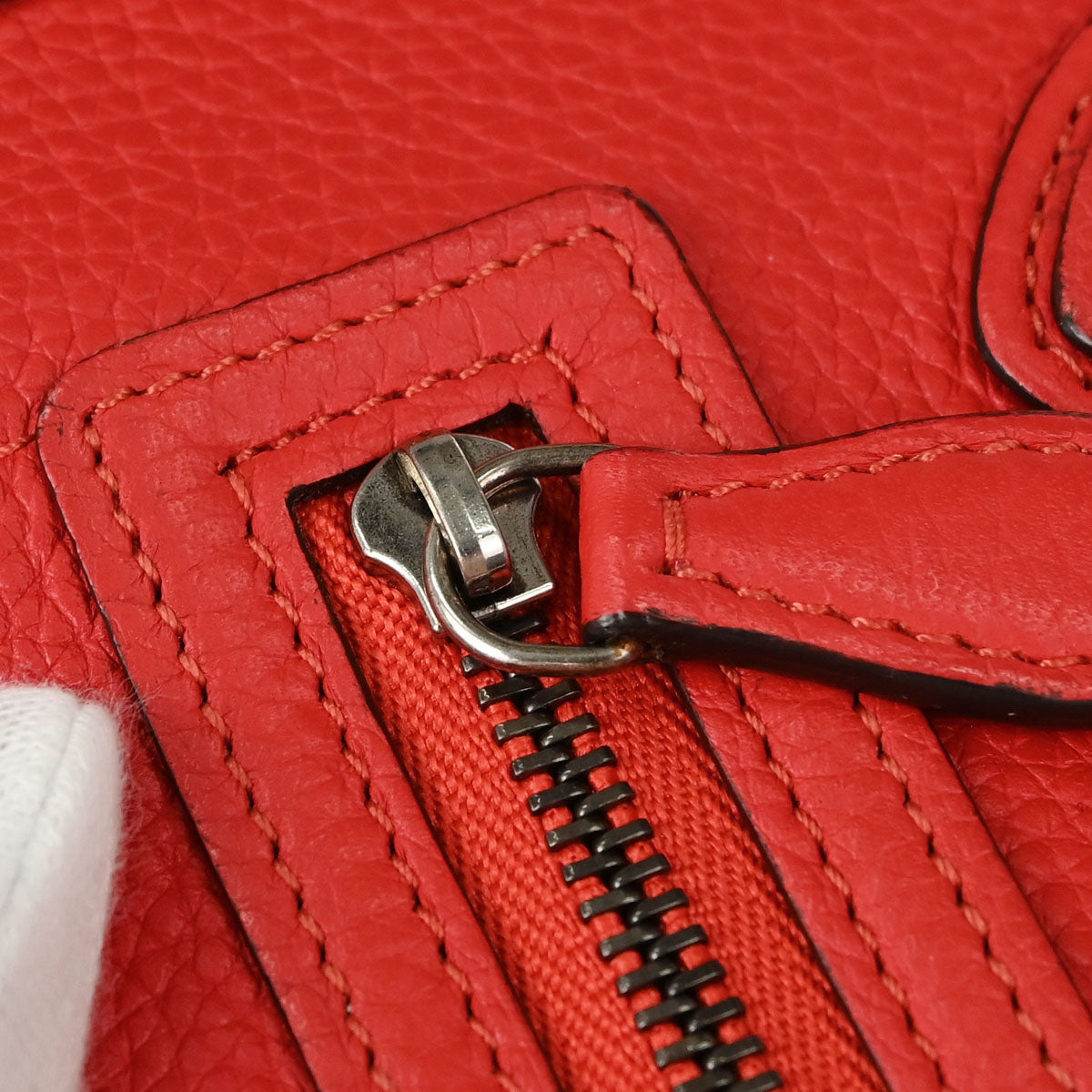 Celine Red Leather Nano Luggage Shoulder Tote Bag
