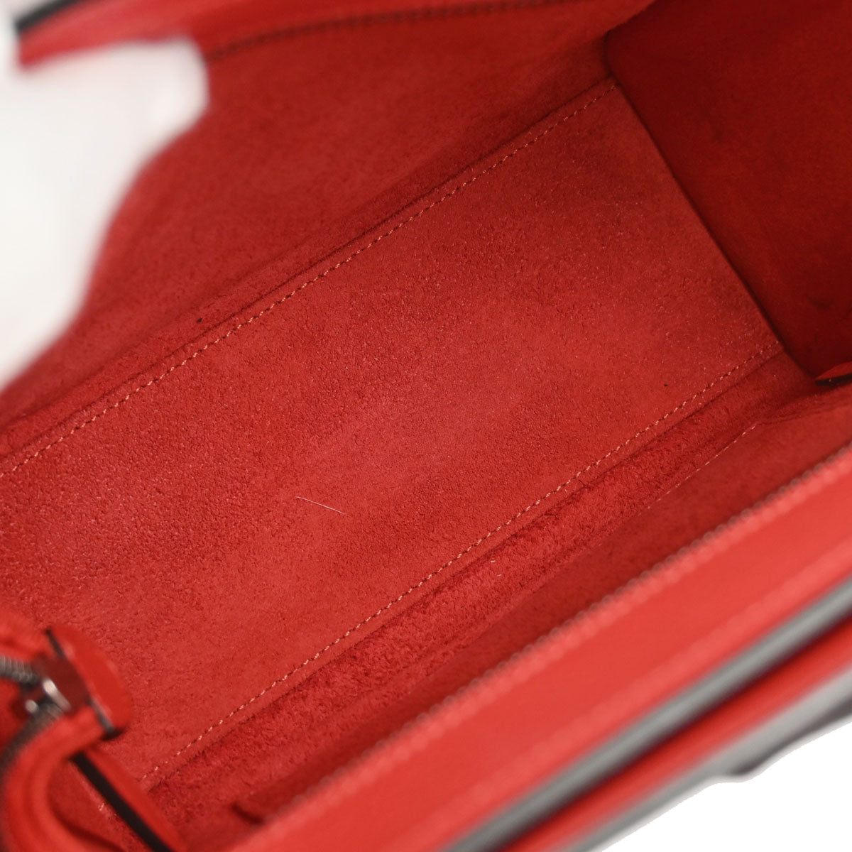 Celine Red Leather Nano Luggage Shoulder Tote Bag