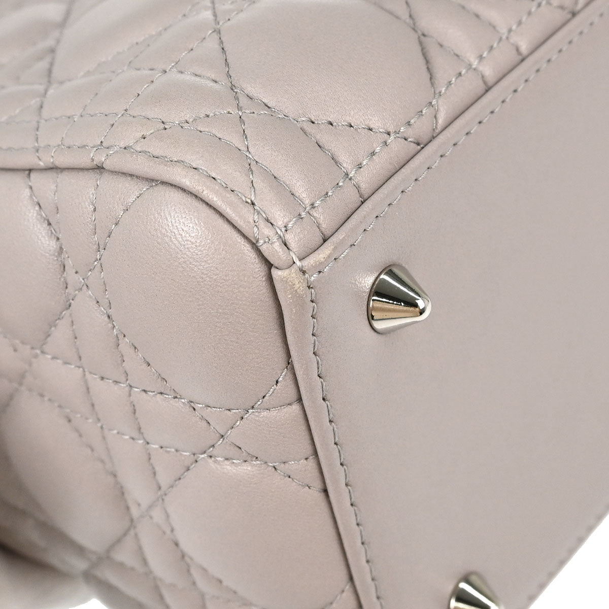 Christian Dior 2013 Gray Lambskin Lady Dior Cannage 2way Shoulder Handbag