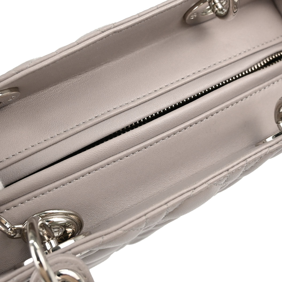 Christian Dior 2013 Gray Lambskin Lady Dior Cannage 2way Shoulder Handbag