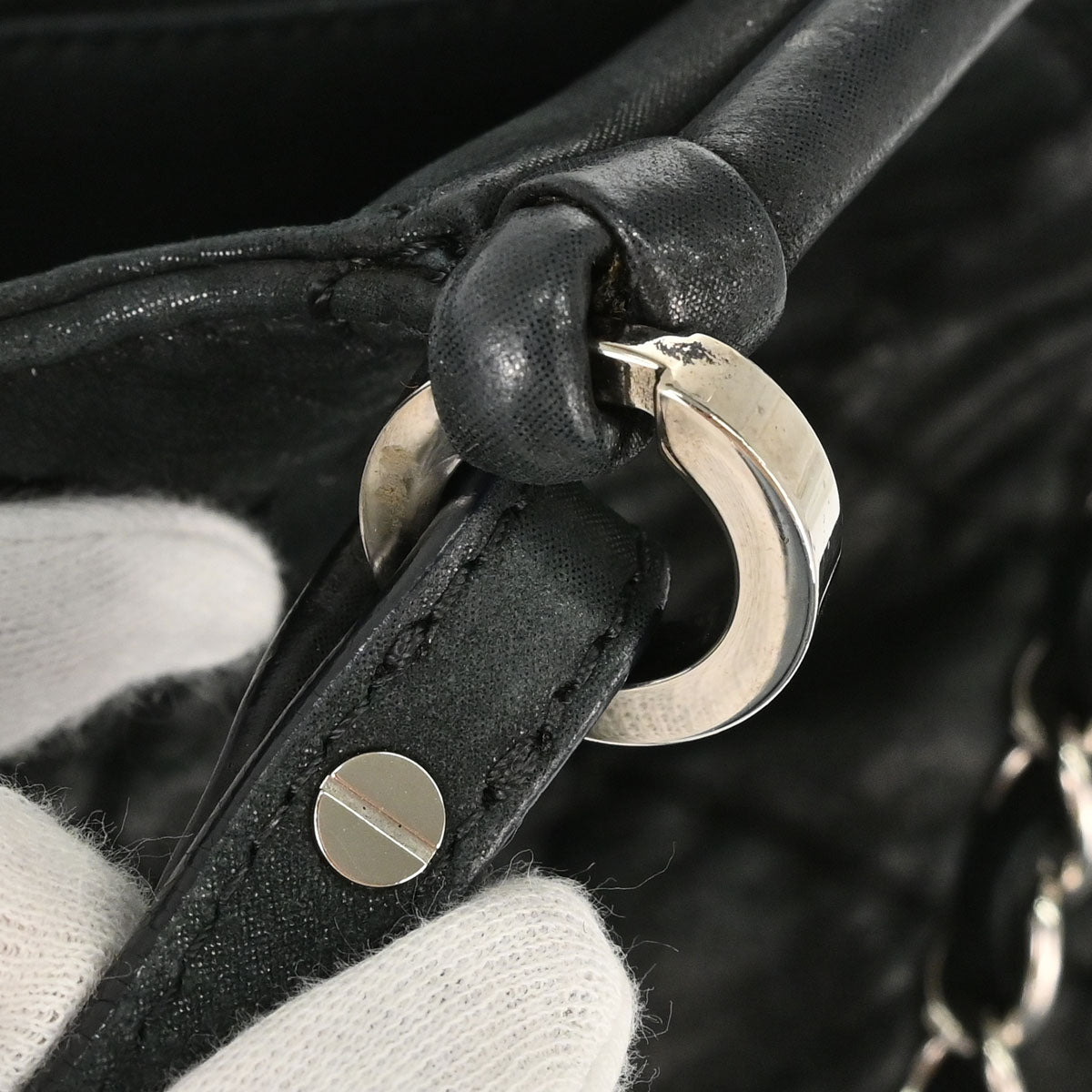 Chanel Black Calfskin Wild Stitch Tote 2way Shoulder Handbag